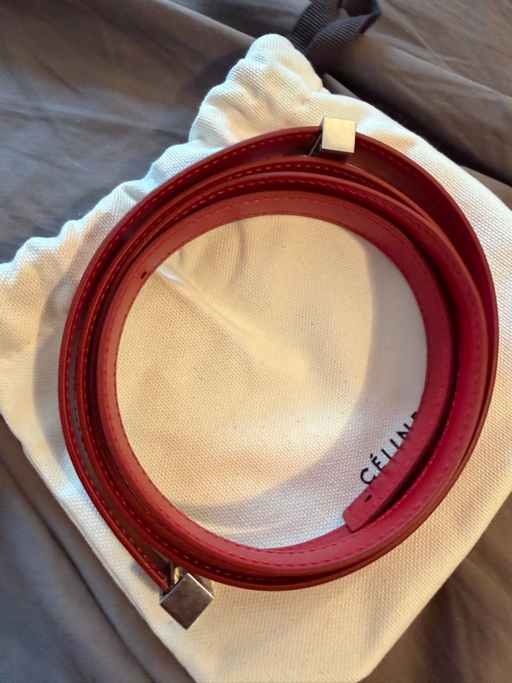 Celine Red Leather Crossbody with Brushed Metal Lock - Picture 2 of 4
